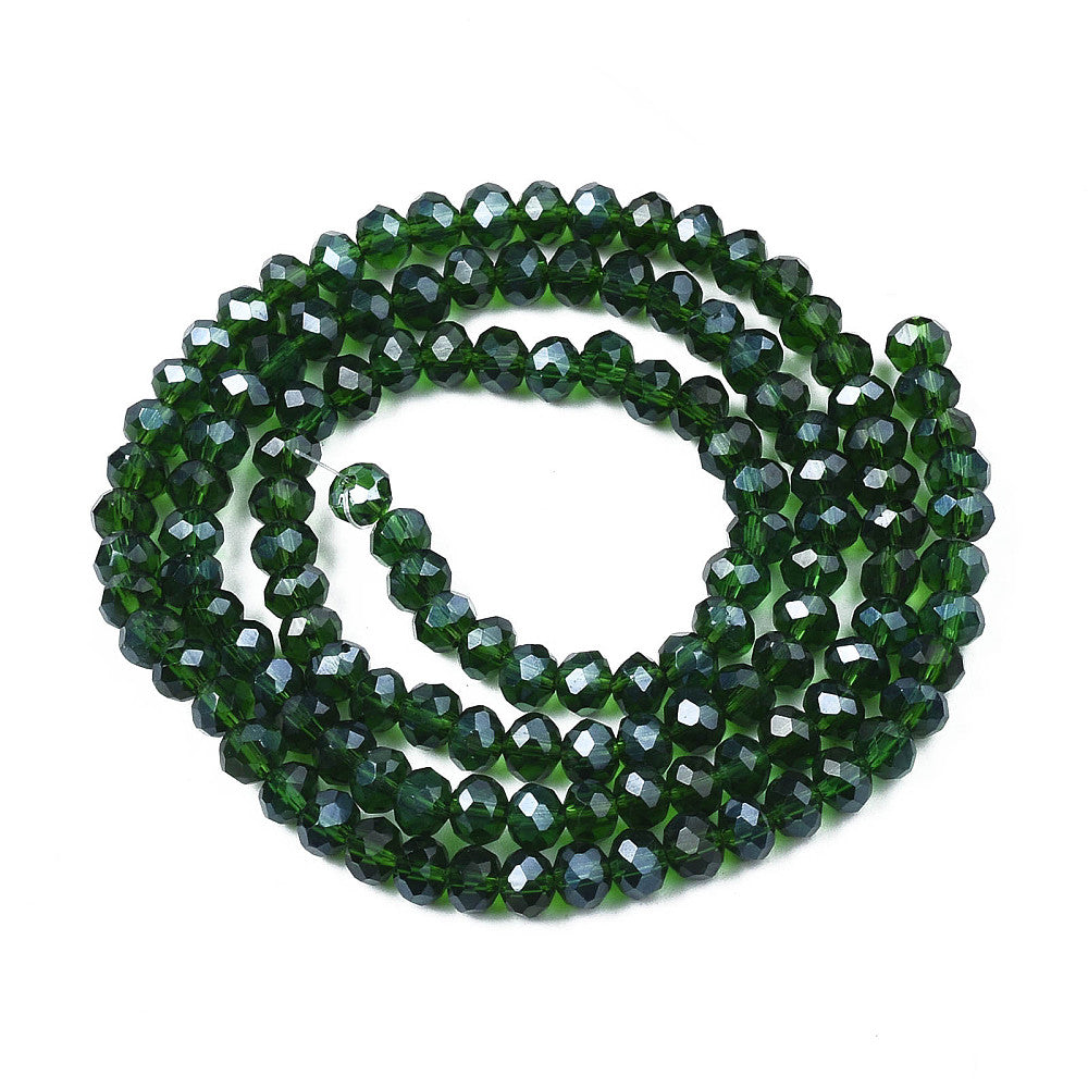 Glaskralen Facet Rondel AB Donkergroen 2.3x2mm - ± 135 stuks-Kralen-Kraaltjes van Renate