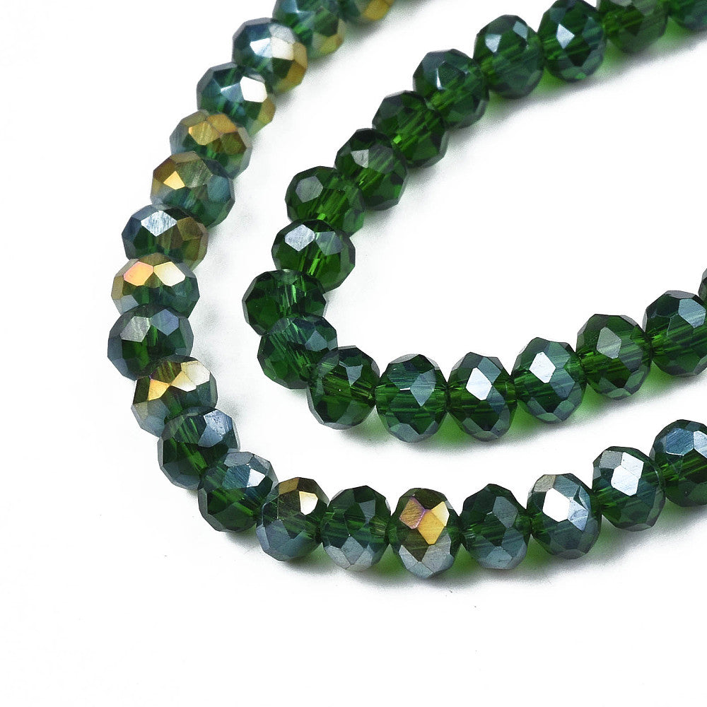 Glaskralen Facet Rondel AB Donkergroen 2.3x2mm - ± 135 stuks-Kralen-Kraaltjes van Renate