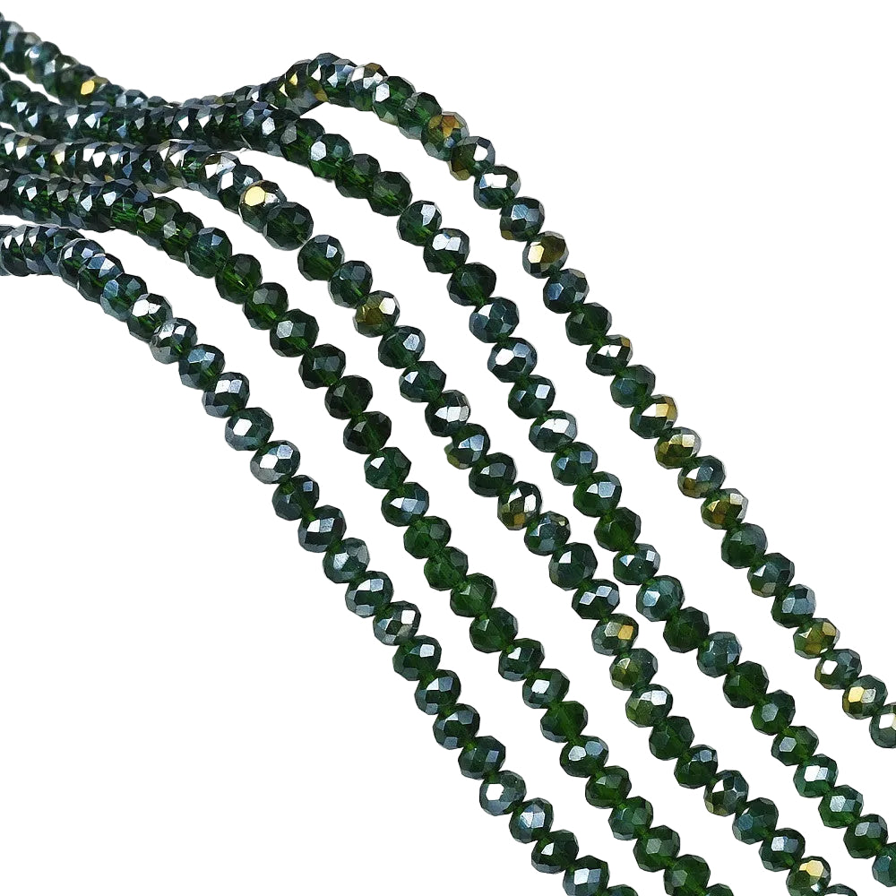 Glaskralen Facet Rondel AB Donkergroen 2.3x2mm - ± 135 stuks-Kralen-Kraaltjes van Renate