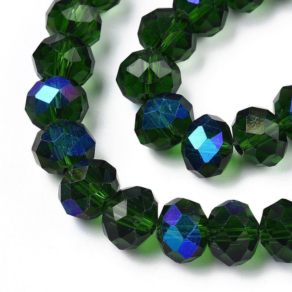 Glaskralen Facet Rondel AB Donkergroen 4x3mm - ± 105 stuks-Kralen-Kraaltjes van Renate