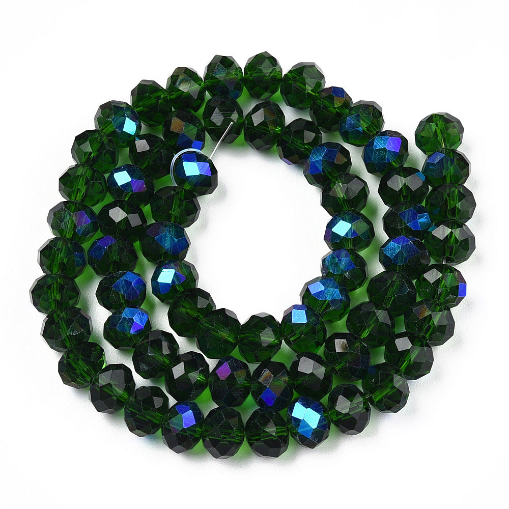 Glaskralen Facet Rondel AB Donkergroen 4x3mm - ± 105 stuks-Kralen-Kraaltjes van Renate