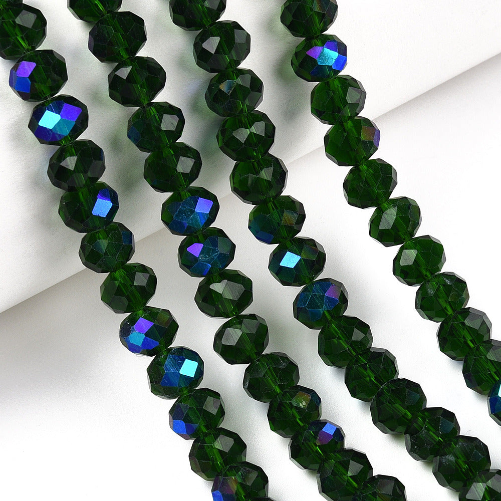 Glaskralen Facet Rondel AB Donkergroen 4x3mm - ± 105 stuks-Kralen-Kraaltjes van Renate
