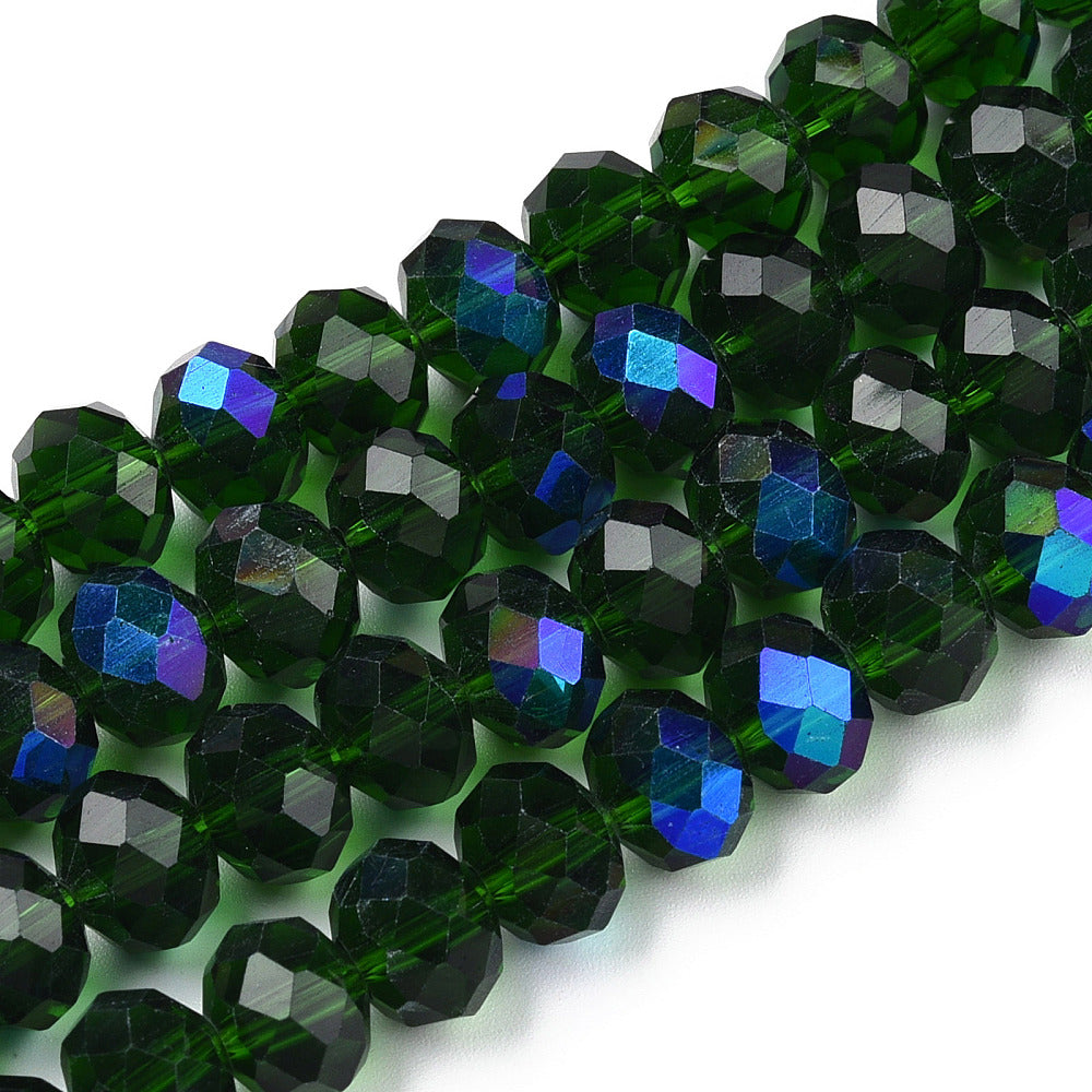Glaskralen Facet Rondel AB Donkergroen 4x3mm - ± 105 stuks-Kralen-Kraaltjes van Renate