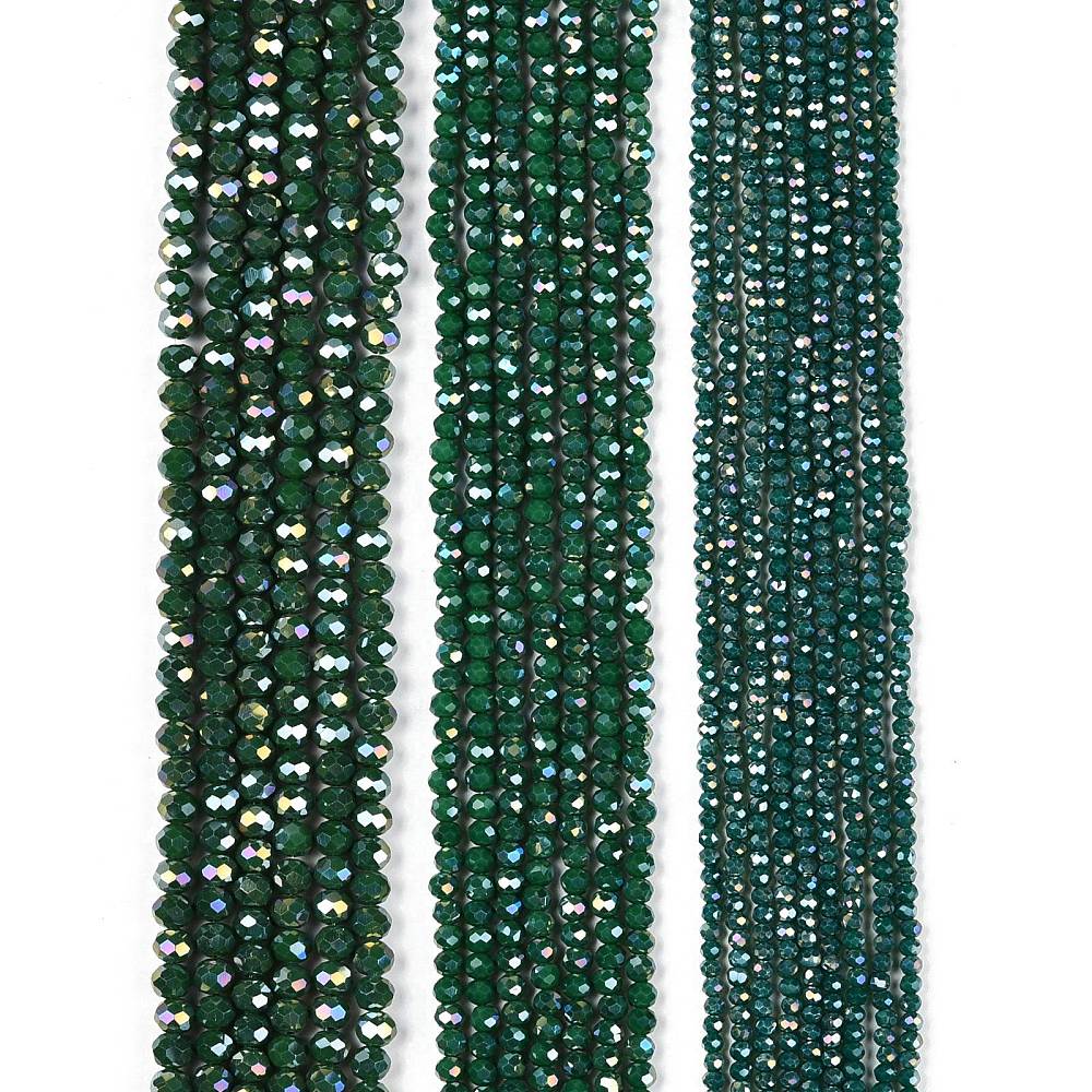 Glaskralen Facet Rondel AB Donkergroen 6x5mm - ± 80 stuks-Kralen-Kraaltjes van Renate