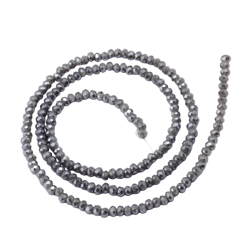 Glaskralen Facet Rondel AB Grijs 3x2mm - ± 140 stuks-Kralen-Kraaltjes van Renate
