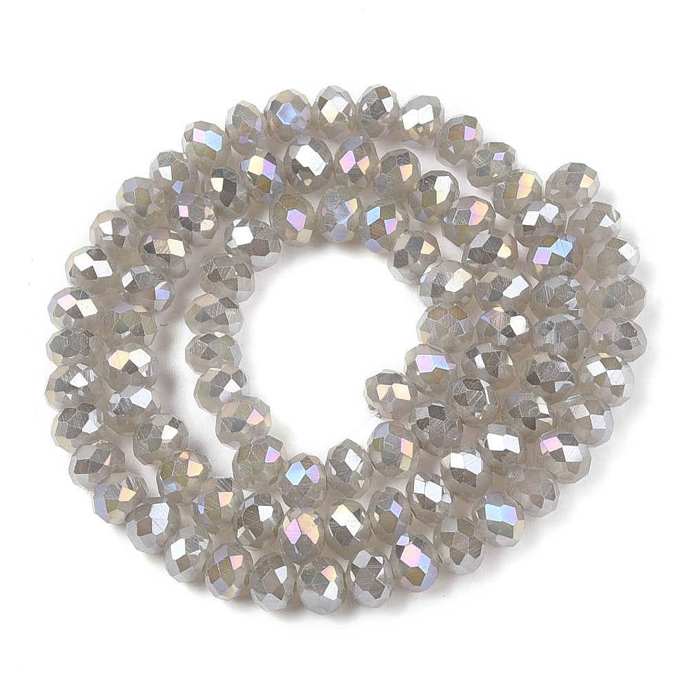 Glaskralen Facet Rondel AB Grijs 6x5mm - ± 80 stuks-Kralen-Kraaltjes van Renate