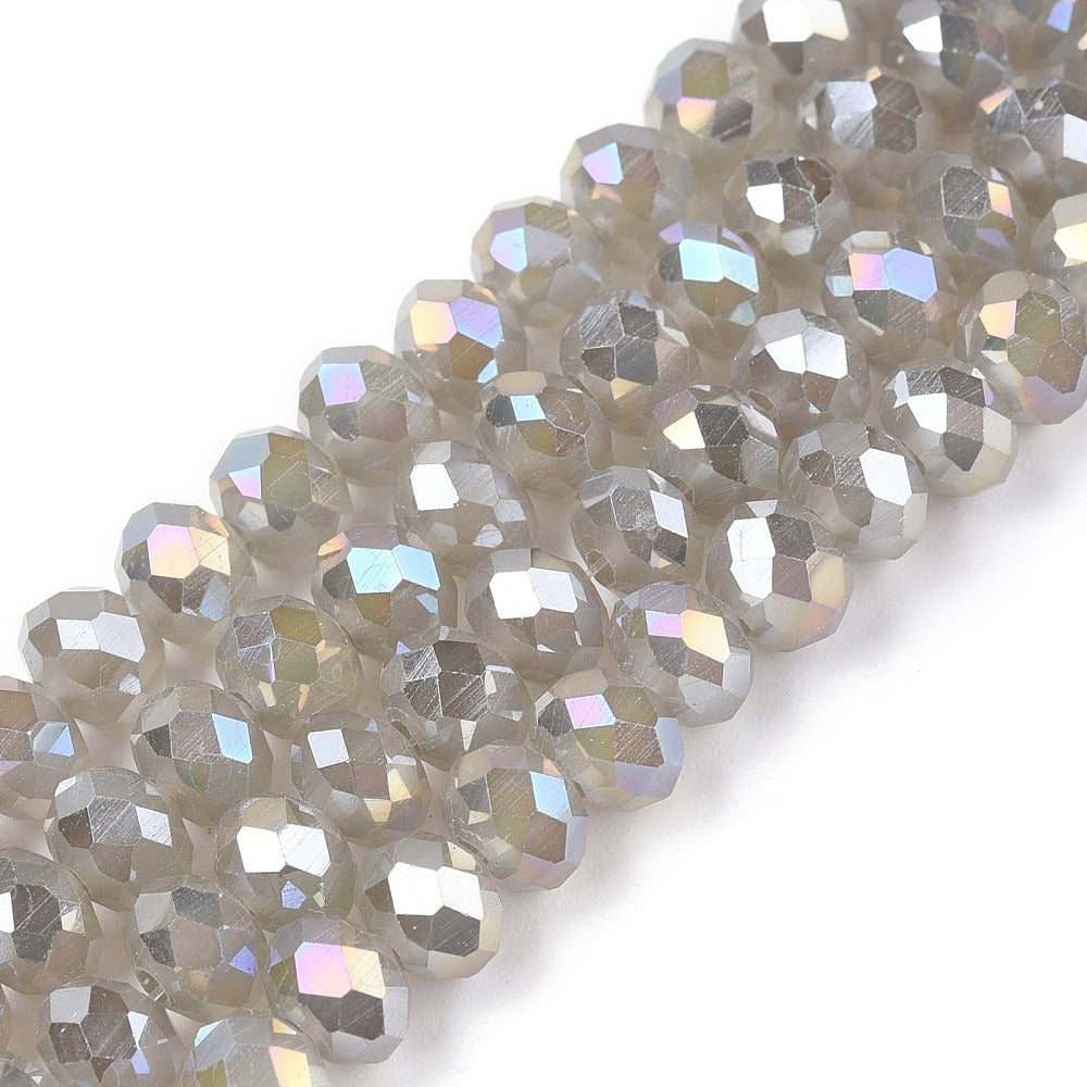 Glaskralen Facet Rondel AB Grijs 6x5mm - ± 80 stuks-Kralen-Kraaltjes van Renate
