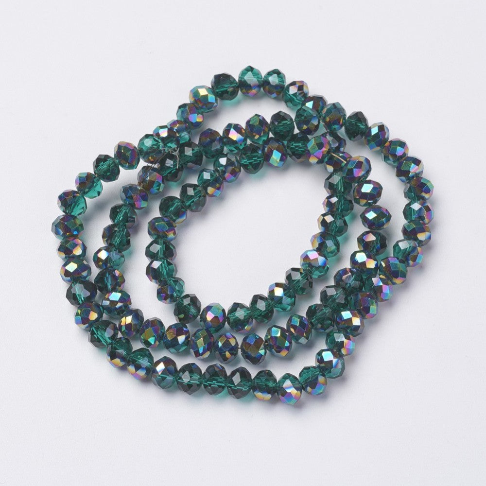 Glaskralen Facet Rondel AB Groen 8x6mm - ± 60 stuks-Kralen-Kraaltjes van Renate
