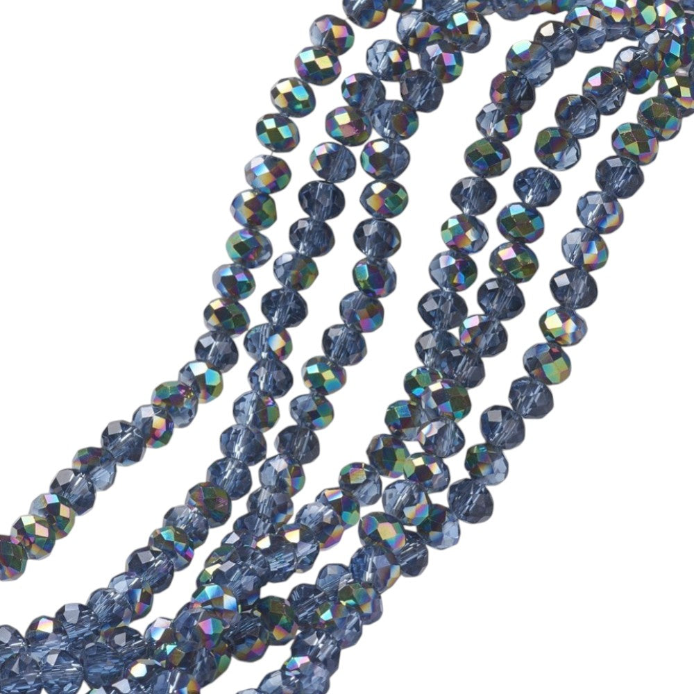 Glaskralen Facet Rondel AB Helderblauw 8x6mm - ± 60 stuks-Kralen-Kraaltjes van Renate