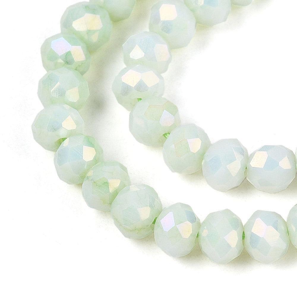 Glaskralen Facet Rondel AB Honeydew Lichtgroen 4mm - ±105 stuks-Kralen-Kraaltjes van Renate
