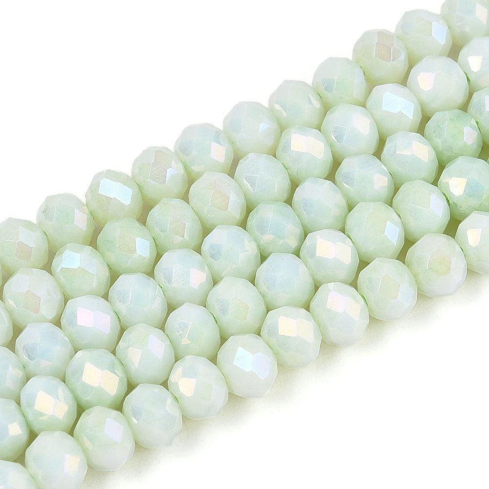Glaskralen Facet Rondel AB Honeydew Lichtgroen 4mm - ±105 stuks-Kralen-Kraaltjes van Renate