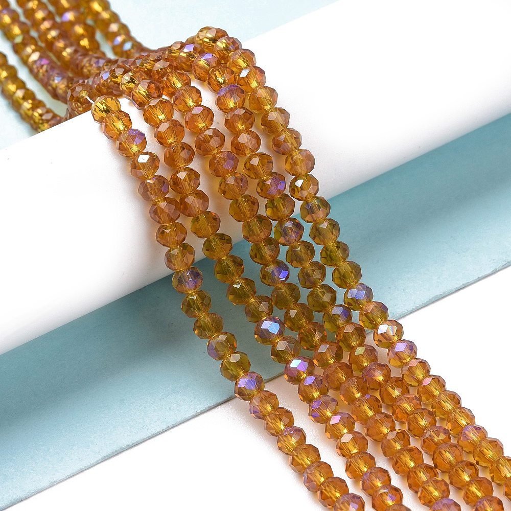 Glaskralen Facet Rondel AB Karamel 2.3x2mm - ± 135 stuks-Kralen-Kraaltjes van Renate