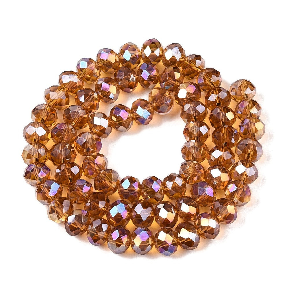 Glaskralen Facet Rondel AB Karamel 8x6mm - ± 60 stuks-Kralen-Kraaltjes van Renate