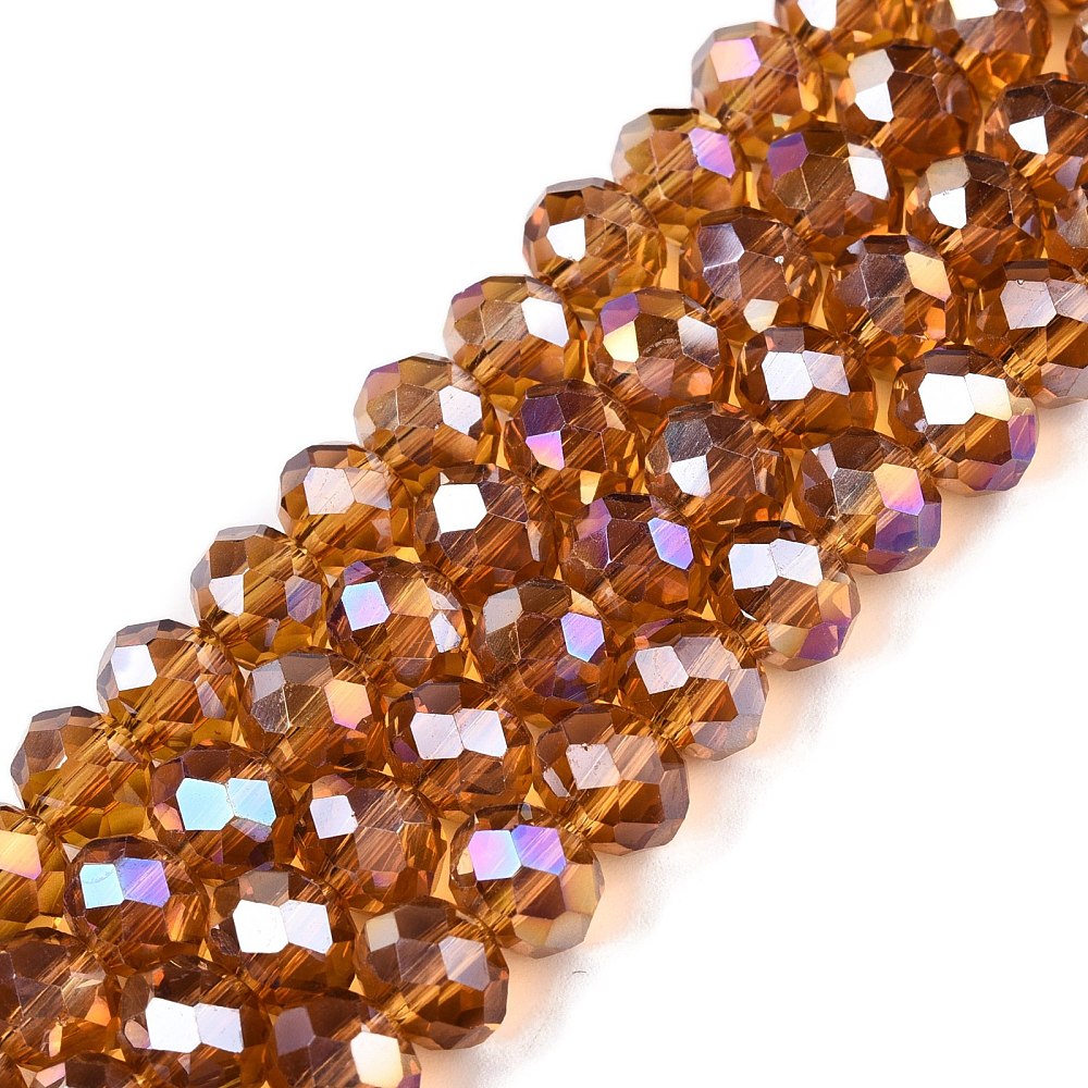 Glaskralen Facet Rondel AB Karamel 8x6mm - ± 60 stuks-Kralen-Kraaltjes van Renate