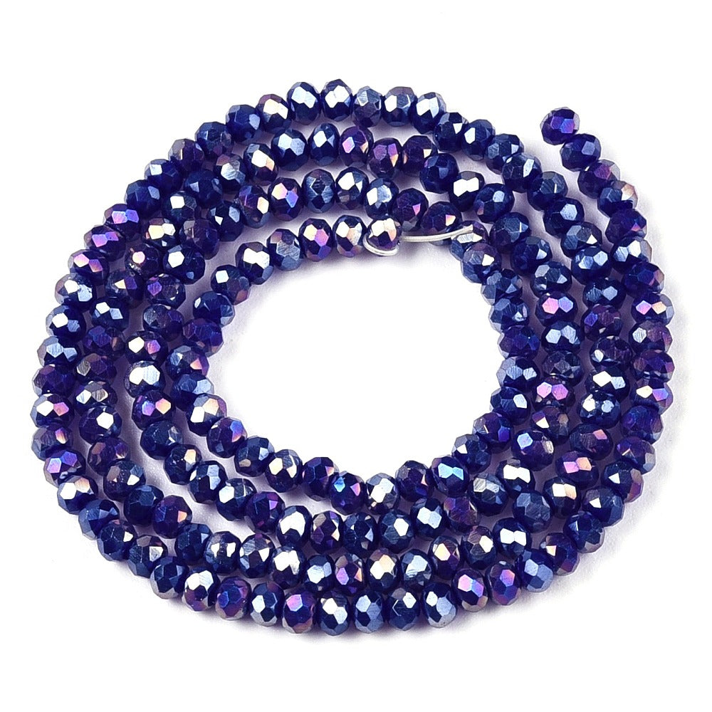 Glaskralen Facet Rondel AB Kobaltblauw 2.3x2mm - ± 135 stuks-Kralen-Kraaltjes van Renate