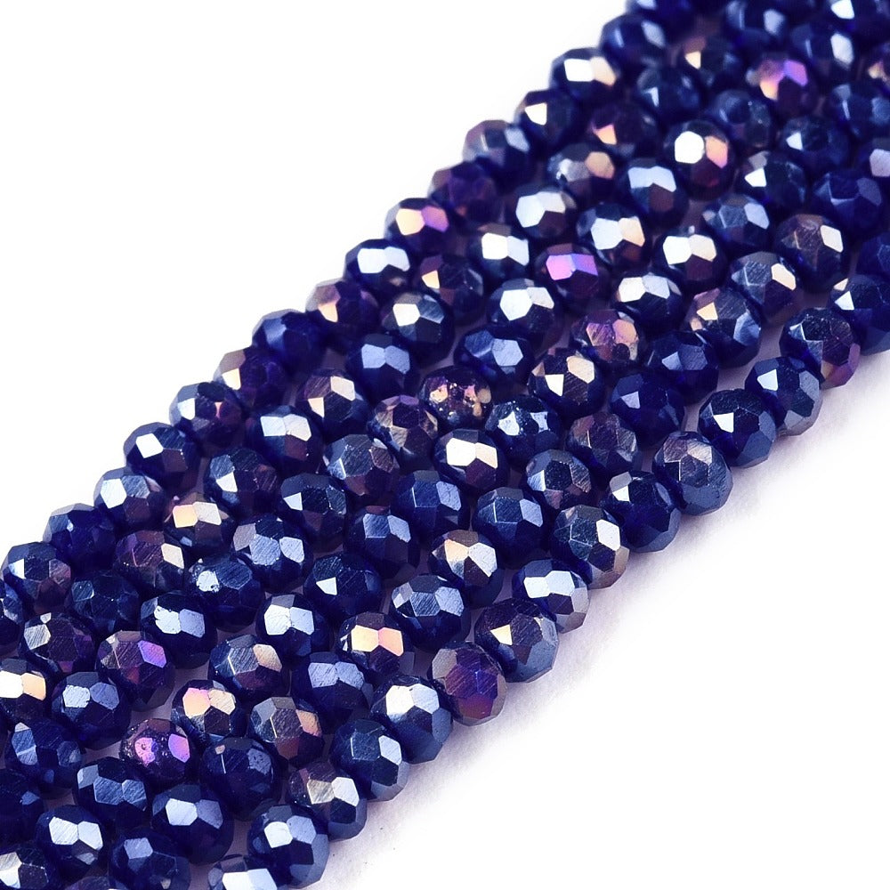 Glaskralen Facet Rondel AB Kobaltblauw 2.3x2mm - ± 135 stuks-Kralen-Kraaltjes van Renate