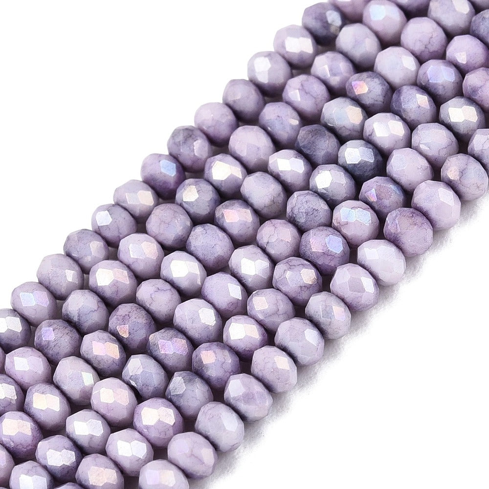 Glaskralen Facet Rondel AB Lila 2.5x2mm - ± 143 stuks-Kralen-Kraaltjes van Renate