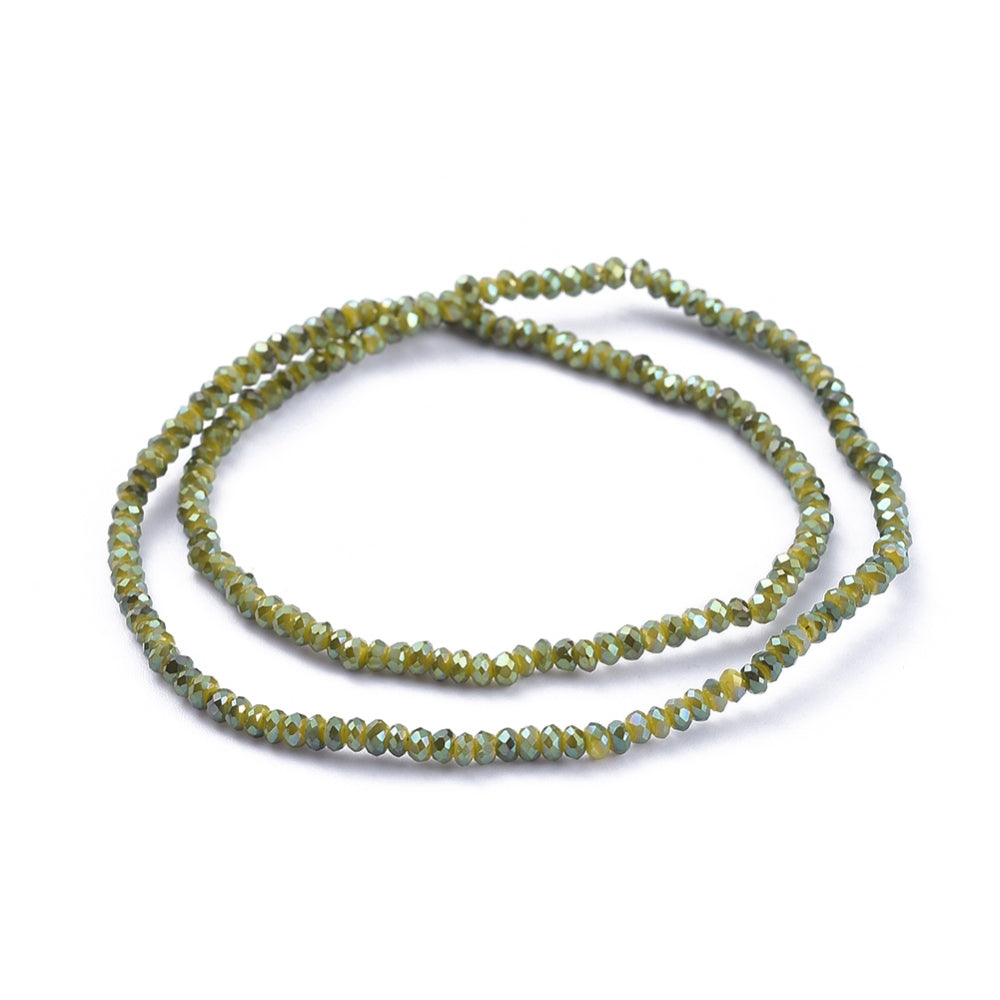 Glaskralen Facet Rondel AB Olijfgroen 2.5x1mm - ± 185 stuks-Kralen-Kraaltjes van Renate