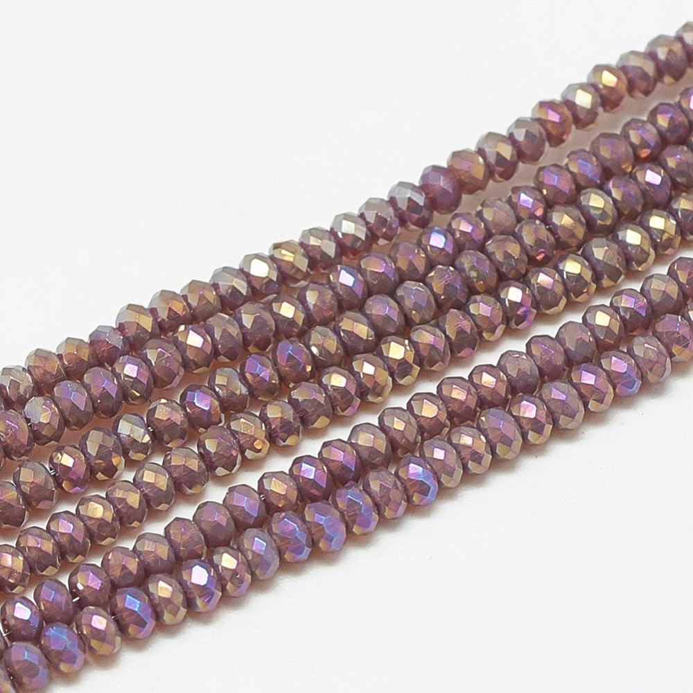 Glaskralen Facet Rondel AB Oudroze 2.5x1.5mm - ± 135 stuks-Kralen-Kraaltjes van Renate