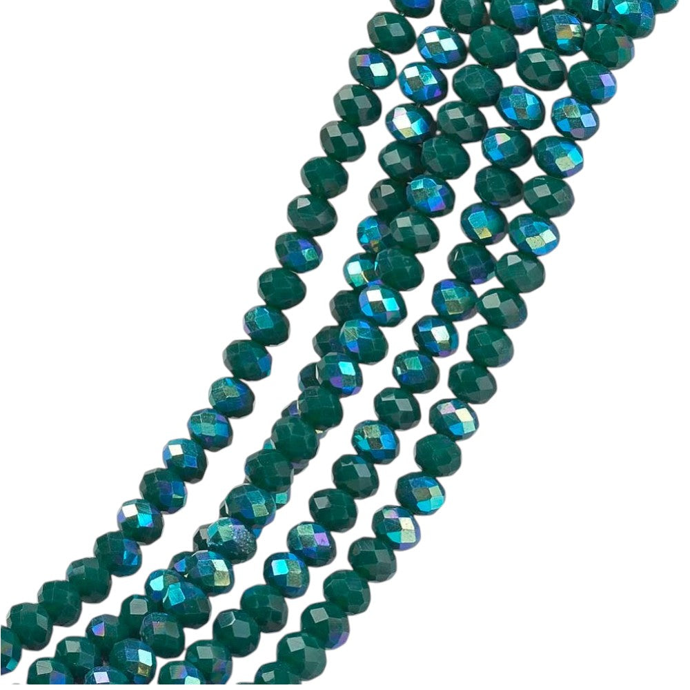 Glaskralen Facet Rondel AB Petrol 2.3x1.5mm - ± 135 stuks-Kralen-Kraaltjes van Renate