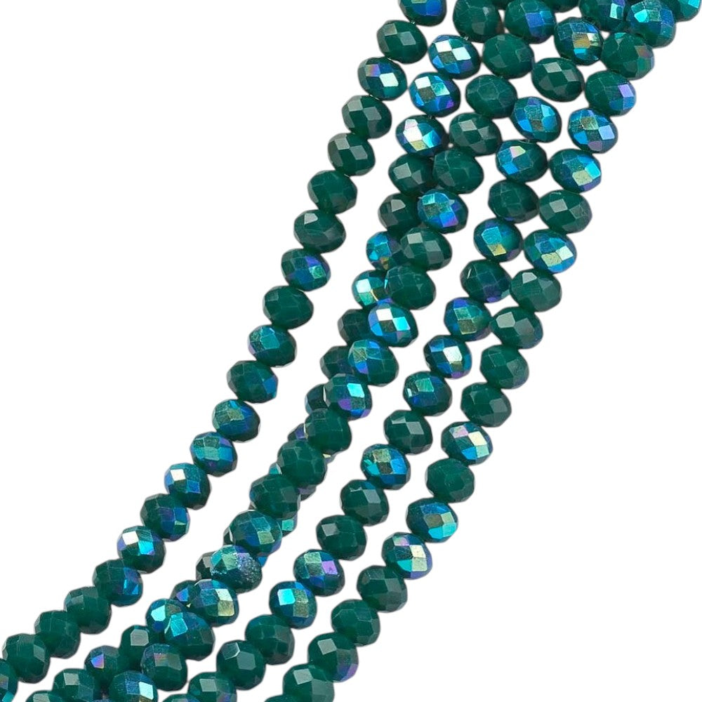 Glaskralen Facet Rondel AB Petrol 6x5mm - ± 80 stuks-Kralen-Kraaltjes van Renate