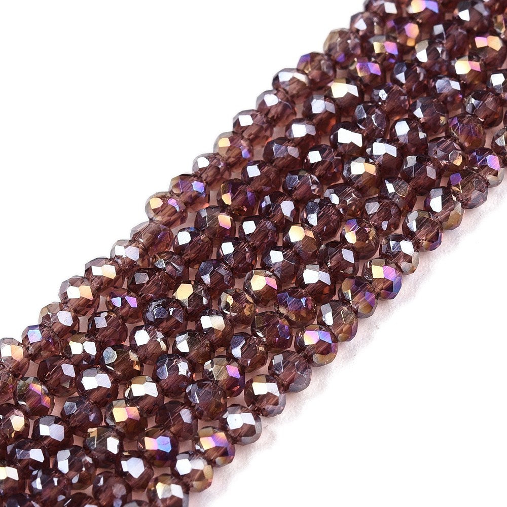 Glaskralen Facet Rondel AB Pruim 2.3x2mm - ± 135 stuks-Kralen-Kraaltjes van Renate