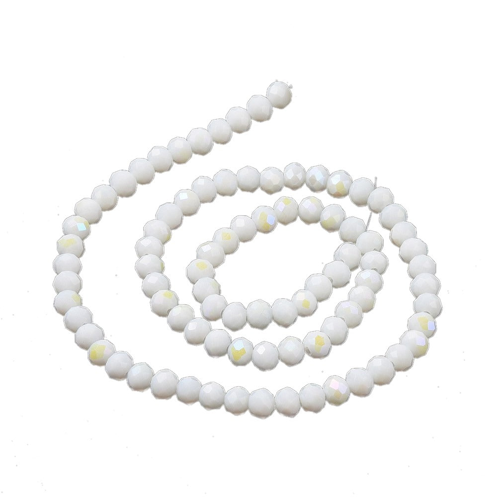 Glaskralen Facet Rondel AB Wit 6x5mm - ± 80 stuks-Kralen-Kraaltjes van Renate
