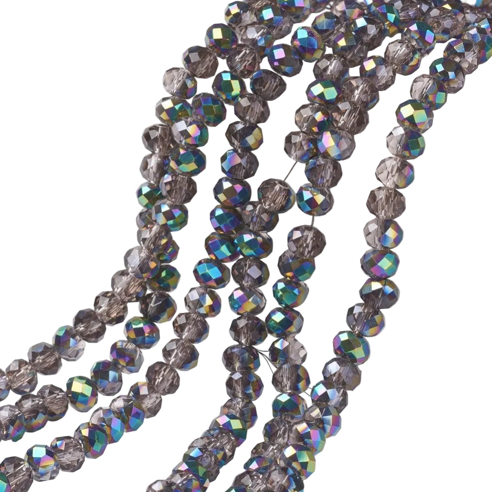 Glaskralen Facet Rondel AB Grijs 8x6mm - ± 60 stuks-Kralen-Kraaltjes van Renate