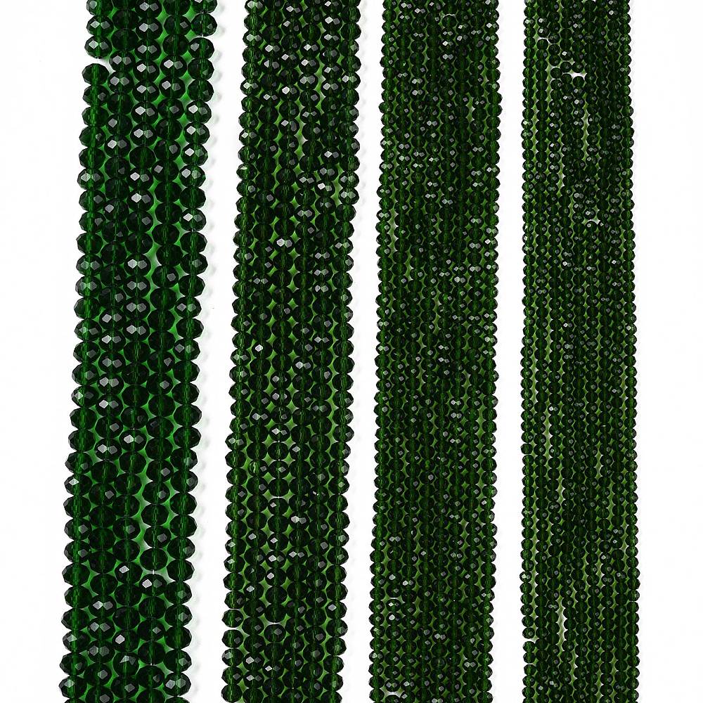 Glaskralen Facet Rondel Donkergroen 8x6mm - ± 60 stuks-Kralen-Kraaltjes van Renate