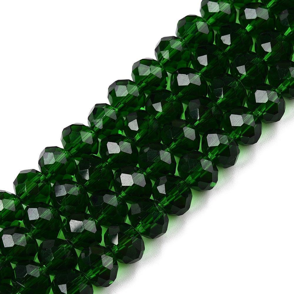 Glaskralen Facet Rondel Donkergroen 8x6mm - ± 60 stuks-Kralen-Kraaltjes van Renate