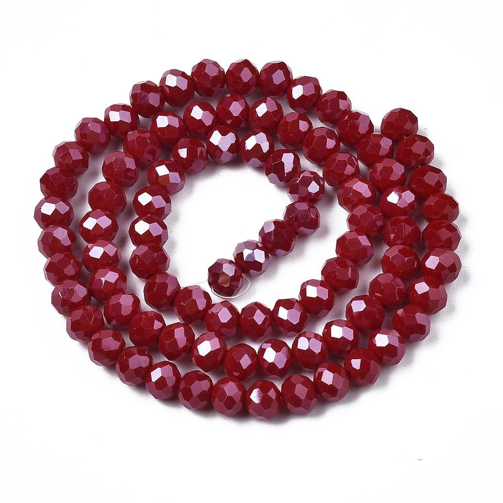 Glaskralen Facet Rondel Donkerrood 3.5x3mm - ± 105 stuks-Kralen-Kraaltjes van Renate