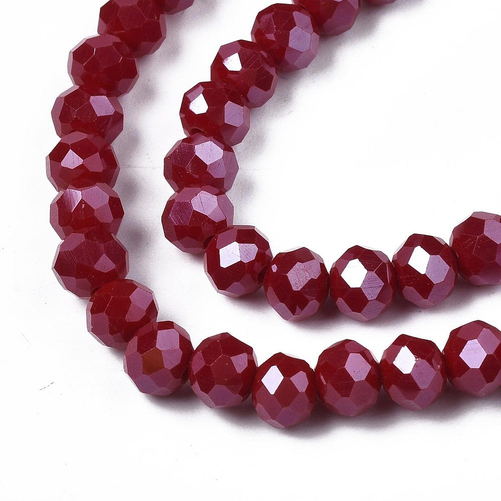 Glaskralen Facet Rondel Donkerrood 3.5x3mm - ± 105 stuks-Kralen-Kraaltjes van Renate