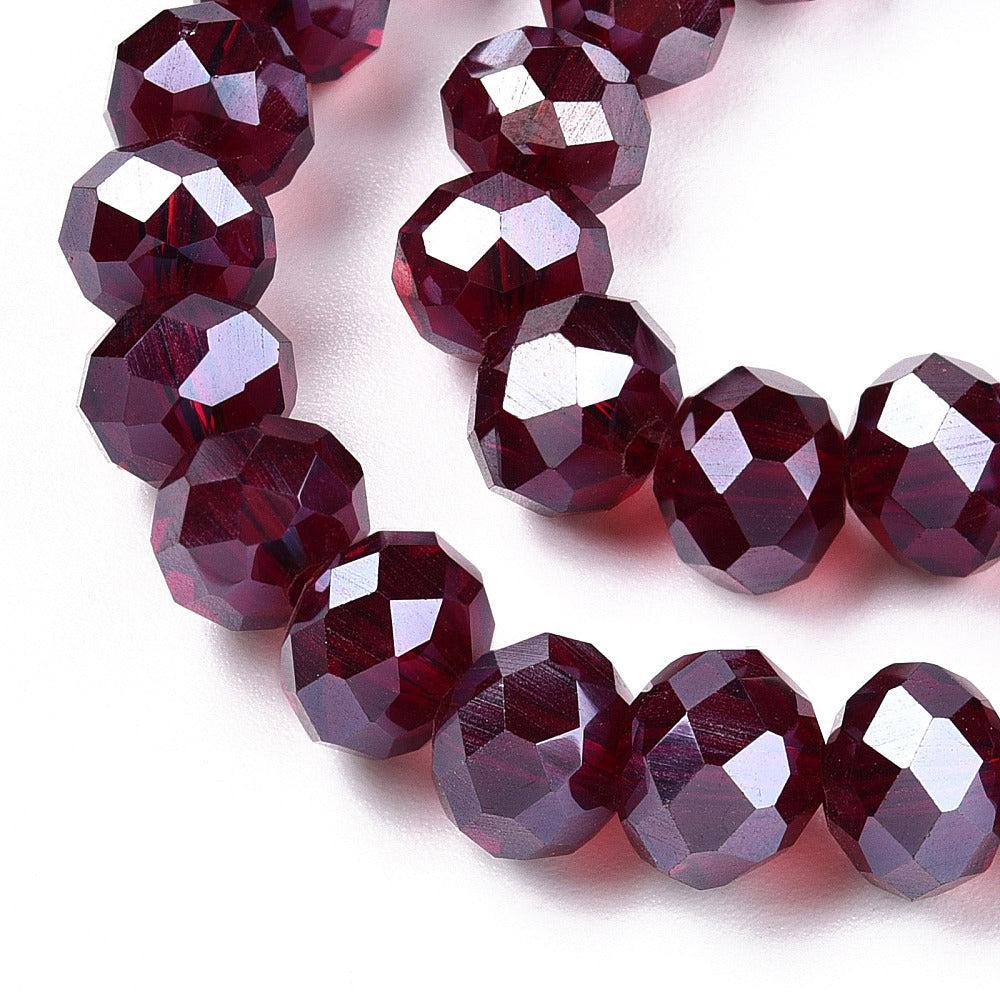 Glaskralen Facet Rondel Donkerrood 8x6mm - ± 60 stuks-Kralen-Kraaltjes van Renate