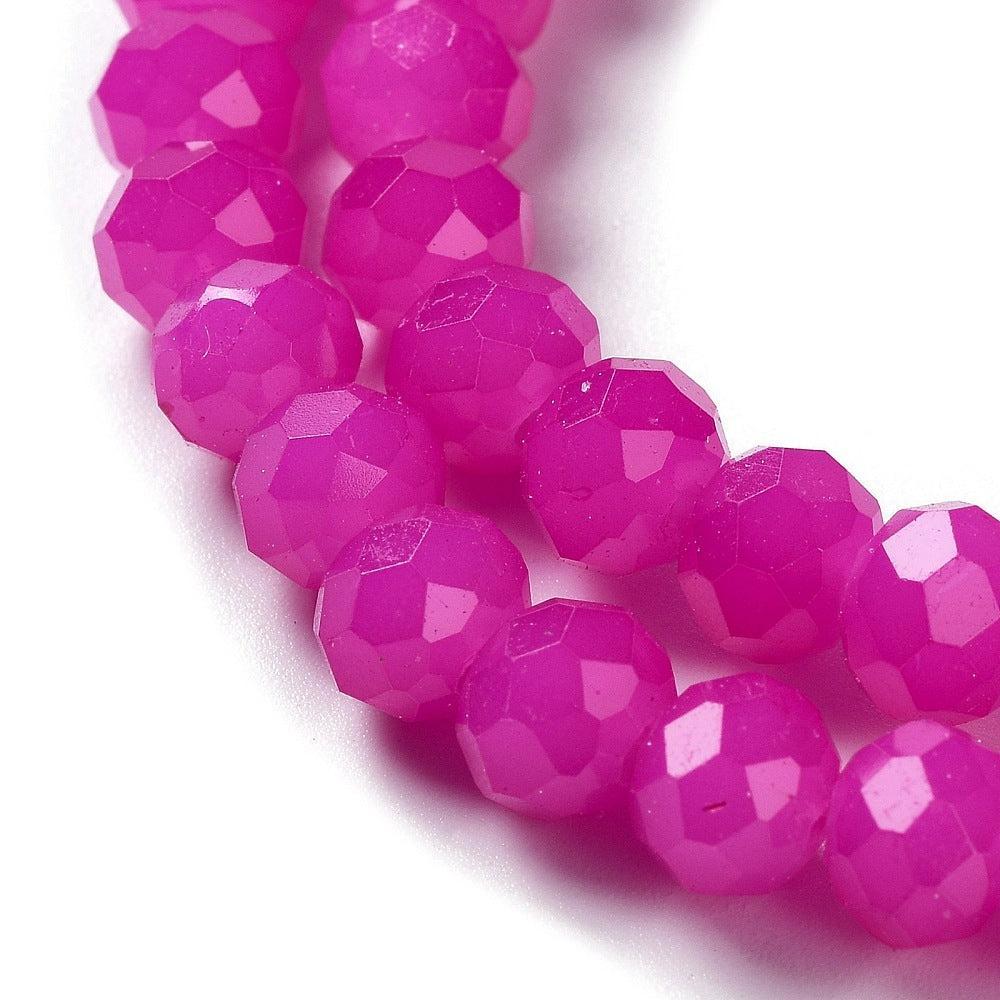Glaskralen Facet Rondel Fuchsia Roze 10x8mm - ±25 stuks-Kralen-Kraaltjes van Renate