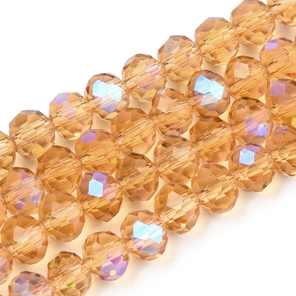 Glaskralen Facet Rondel Karamel 4x3mm - ± 103 stuks-Kralen-Kraaltjes van Renate