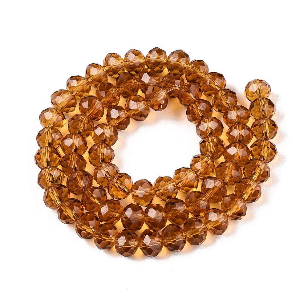 Glaskralen Facet Rondel Karamel 8x6mm - ± 60 stuks-Kralen-Kraaltjes van Renate