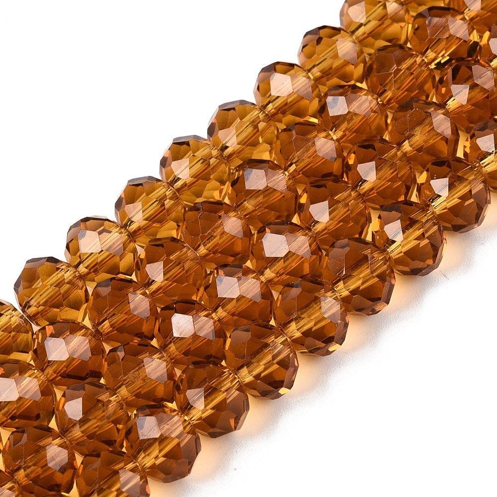 Glaskralen Facet Rondel Karamel 8x6mm - ± 60 stuks-Kralen-Kraaltjes van Renate