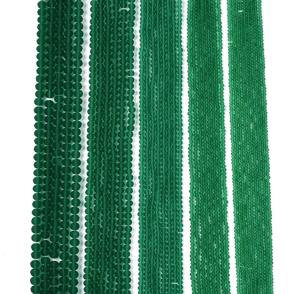 Glaskralen Facet Rondel Mat Donkergroen 8x6mm - ± 60 stuks-Kralen-Kraaltjes van Renate
