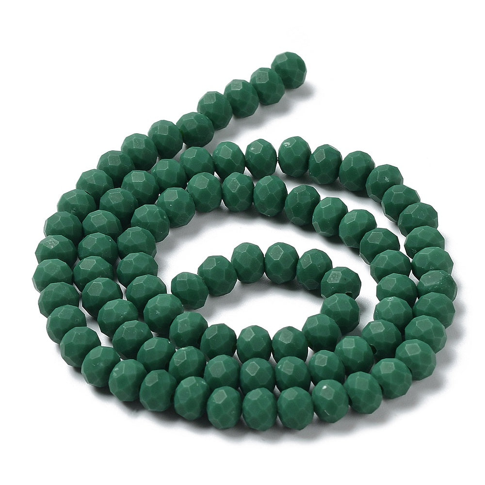 Glaskralen Facet Rondel Mat Jadegroen 8x6mm - ± 60 stuks-Kralen-Kraaltjes van Renate