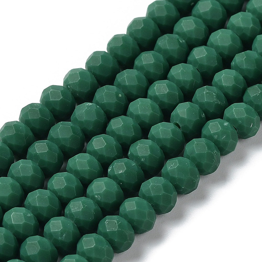 Glaskralen Facet Rondel Mat Jadegroen 8x6mm - ± 60 stuks-Kralen-Kraaltjes van Renate