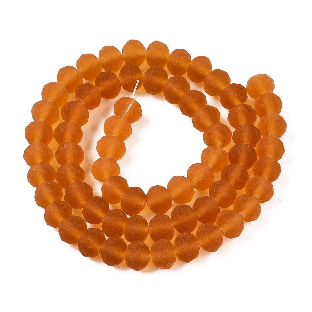 Glaskralen Facet Rondel Mat Oranje 8x6mm - ± 60 stuks-Kralen-Kraaltjes van Renate