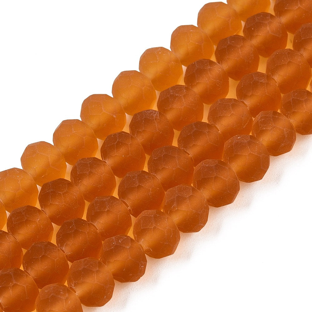 Glaskralen Facet Rondel Mat Oranje 8x6mm - ± 60 stuks-Kralen-Kraaltjes van Renate