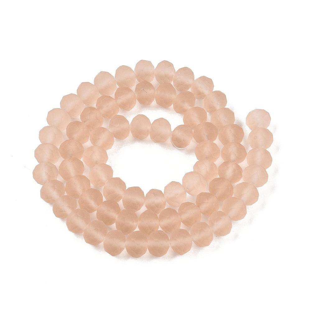 Glaskralen Facet Rondel Mat Perzik 8x6mm - ± 60 stuks-Kralen-Kraaltjes van Renate