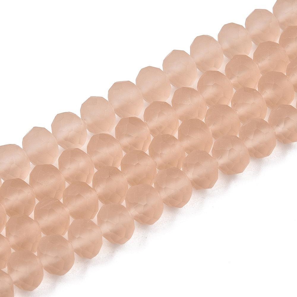 Glaskralen Facet Rondel Mat Perzik 8x6mm - ± 60 stuks-Kralen-Kraaltjes van Renate