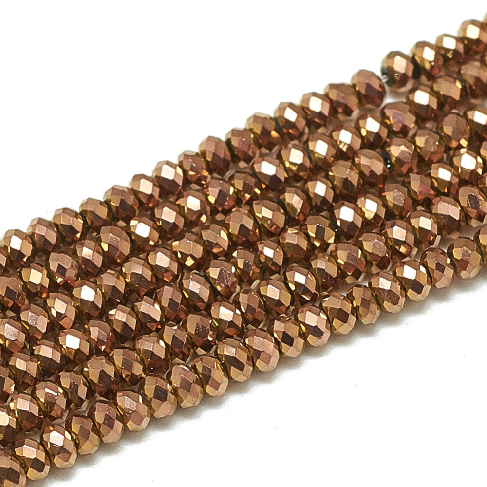 Glaskralen Facet Rondel Metallic Camel 2.5x1.5mm - ± 135 stuks-Kralen-Kraaltjes van Renate