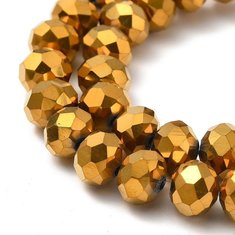 Glaskralen Facet Rondel Metallic Goud 8x6mm - ± 58 stuks-Kralen-Kraaltjes van Renate