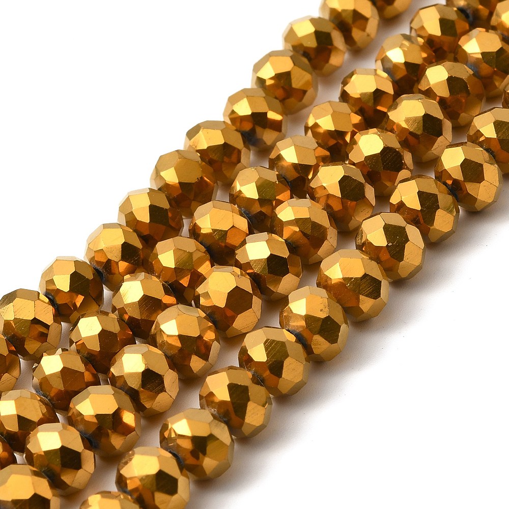 Glaskralen Facet Rondel Metallic Goud 8x6mm - ± 58 stuks-Kralen-Kraaltjes van Renate