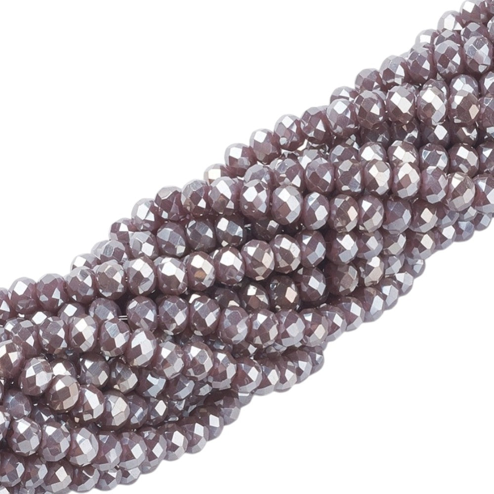 Glaskralen Facet Rondel Metallic Grijs 3x2mm - ± 135 stuks-Kralen-Kraaltjes van Renate