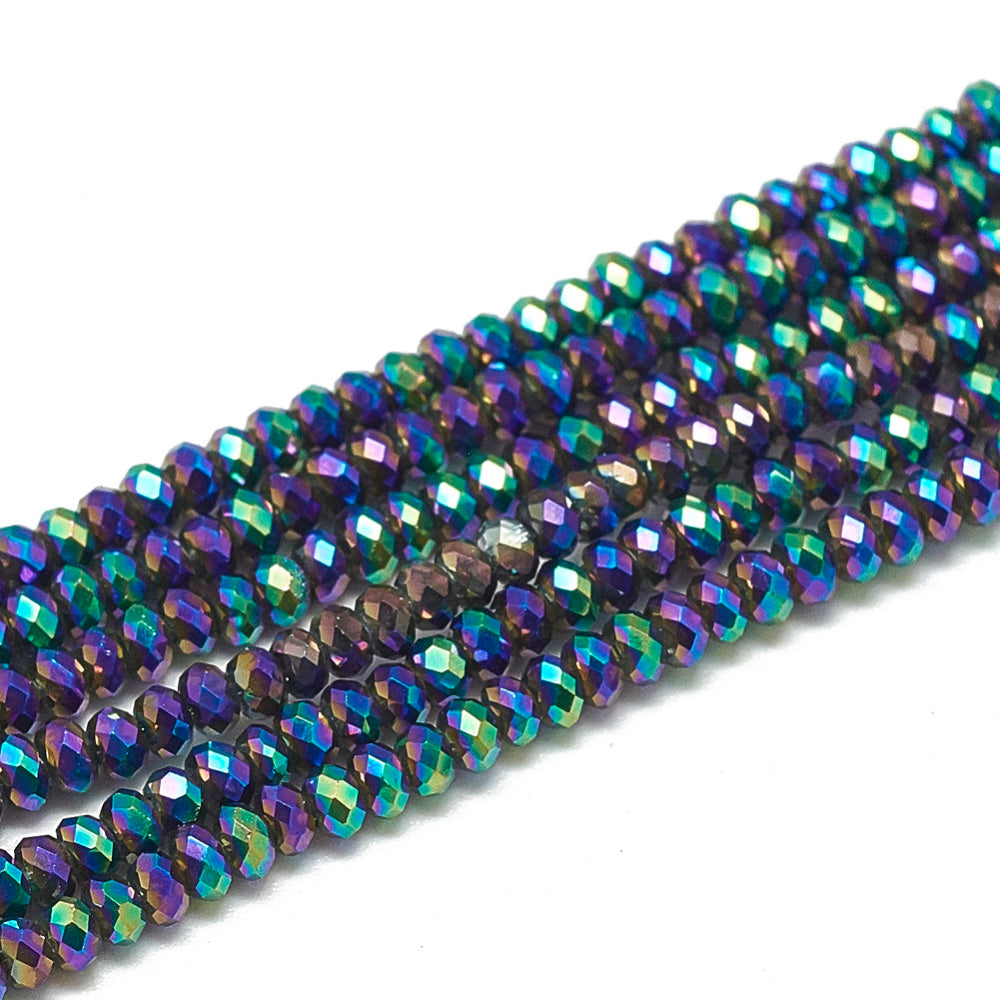 Glaskralen Facet Rondel Metallic Multicolor 2.5x1.5mm - ± 135 stuks-Kralen-Kraaltjes van Renate