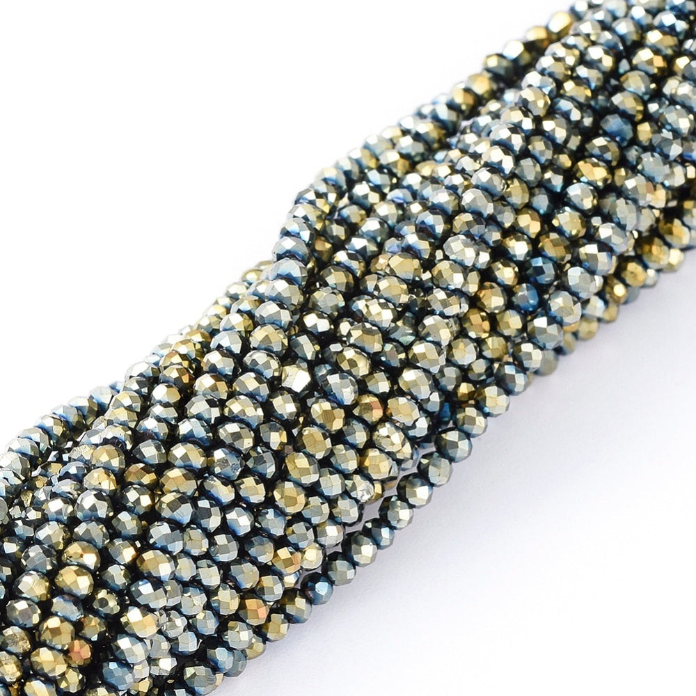 Glaskralen Facet Rondel Metallic Multicolor 2x1.5mm - ± 208 stuks-Kralen-Kraaltjes van Renate